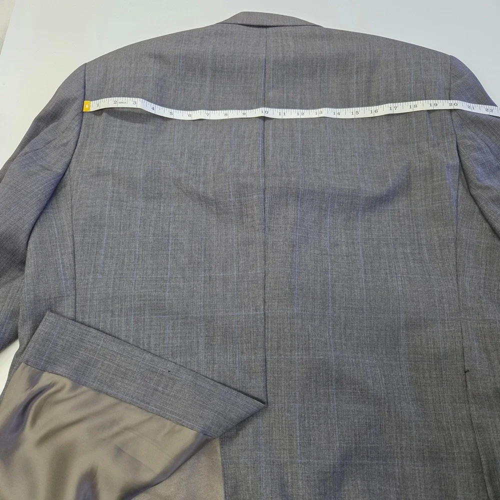 Ralph Lauren Men's Charcoal Blue Plaid Wool Suit 2 Piece Jacket‎ 44R Pants 38x29